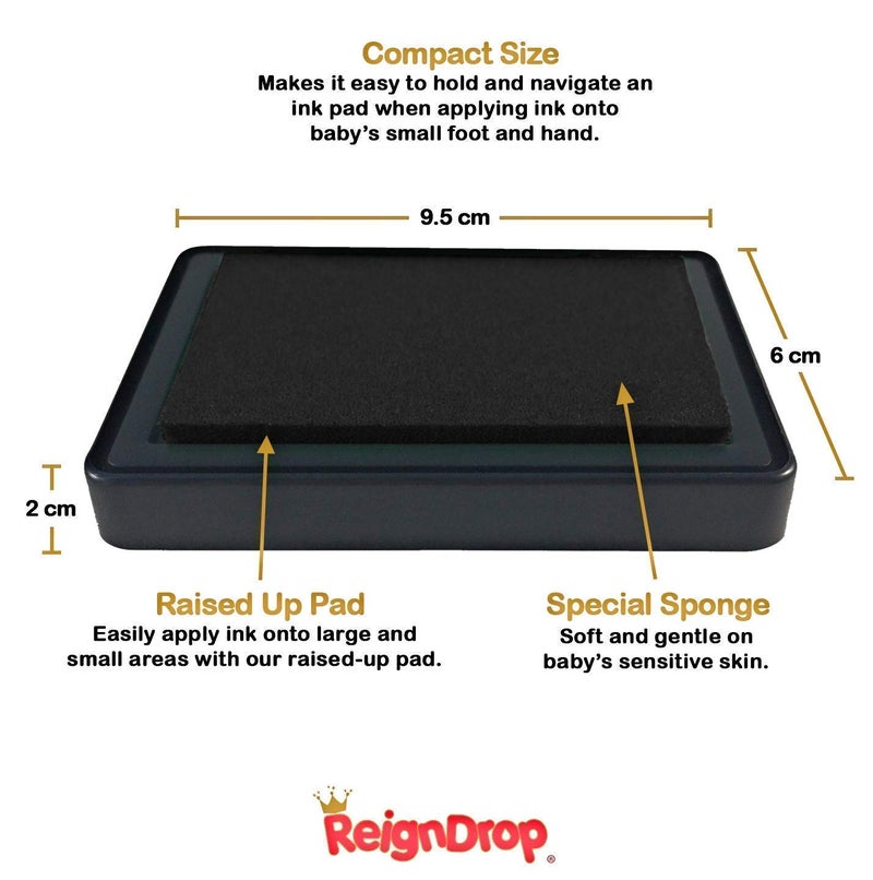 ReignDrop وسادة حبر رين دروب لطباعة بصمة قدم ويد الطفل - تخلق طابع تذكاري رائع يدوم طويلاً للأطفال والرضع. مقاومة للتلطيخ، سهلة المسح عن الجلد، آمنة ولطيفة وخالية من الأحماض (خضراء) - Image 2